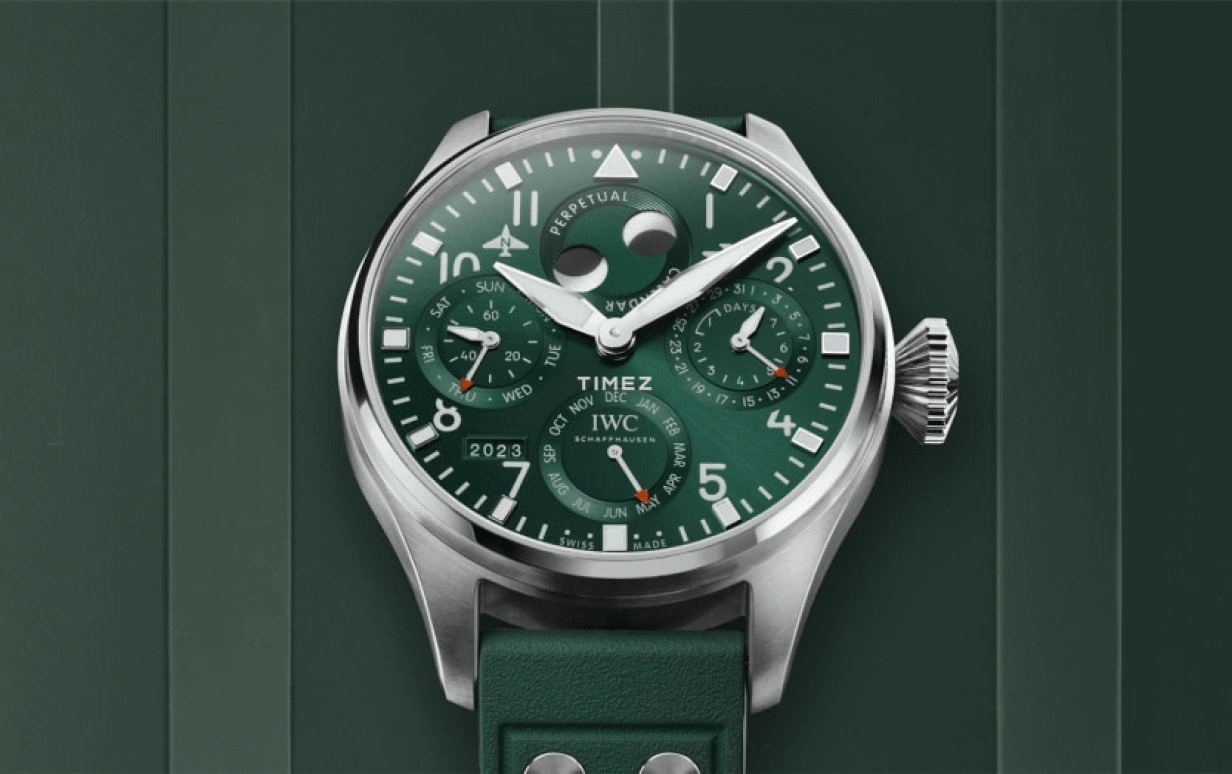 IWC,Pilot 46.20mm,46.20mm,Stainless Steel,Green,Automatic,Moonphase,Perpetual Calendar,Month,Date,168hours,In-house Caliber,IW503608