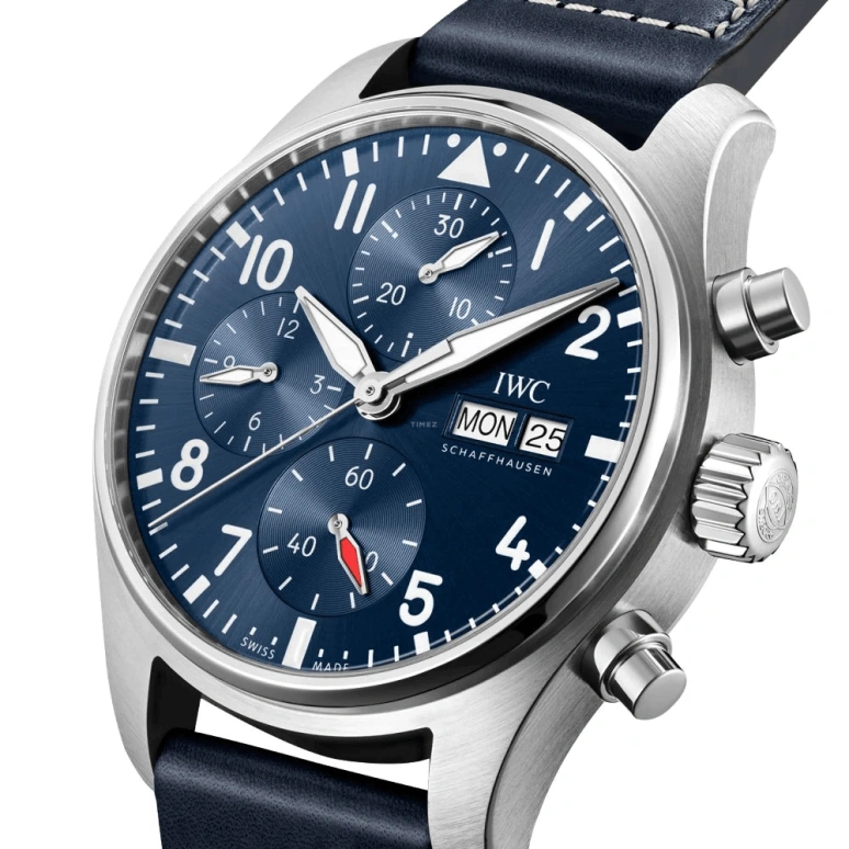 IWC,Pilot 41mm,41mm,Stainless Steel,Blue,Automatic,Chronograph,Date,Day,Column Wheel,46hours,In-house Caliber,IW388101