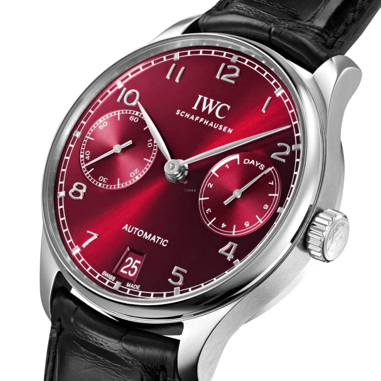 IWC,Portugieser 42.30mm,42.30mm,Stainless Steel,Red,Automatic,Chronograph,Date,Power Reserve Indicator,IW500714