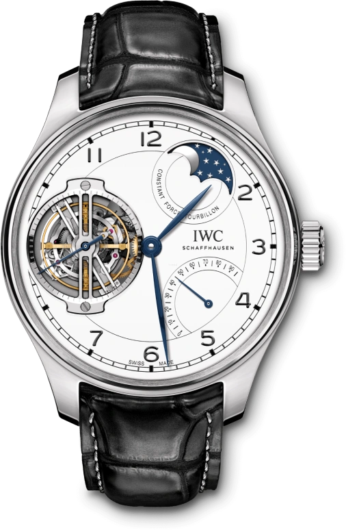 IWC,Portugieser 46mm,46mm,Platinum,White,Handwound,Moonphase,Power Reserve Indicator,Tourbillon,Constant Force Mechanism,96hours,In-house Caliber,IW590202