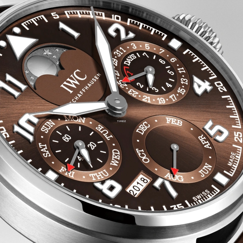 IWC,Big Pilot 46mm,46mm,Stainless Steel,Brown,Automatic,Moonphase,Perpetual Calendar,Month,Date,168hours,In-house Caliber,IW503801