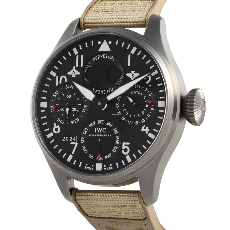 IWC,Big Pilot 46.20mm,46.20mm,Titanium,Black,Automatic,Moonphase,Perpetual Calendar,Month,Date,168hours,In-house Caliber,IW502606