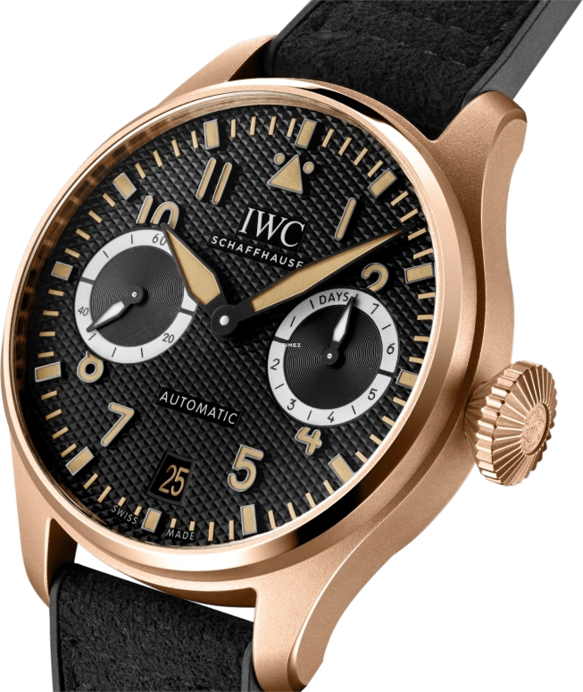 IWC,Big Pilot 46.20mm,46.20mm,Armor Gold,Black,Automatic,Day,Power Reserve Indicator,IW501201