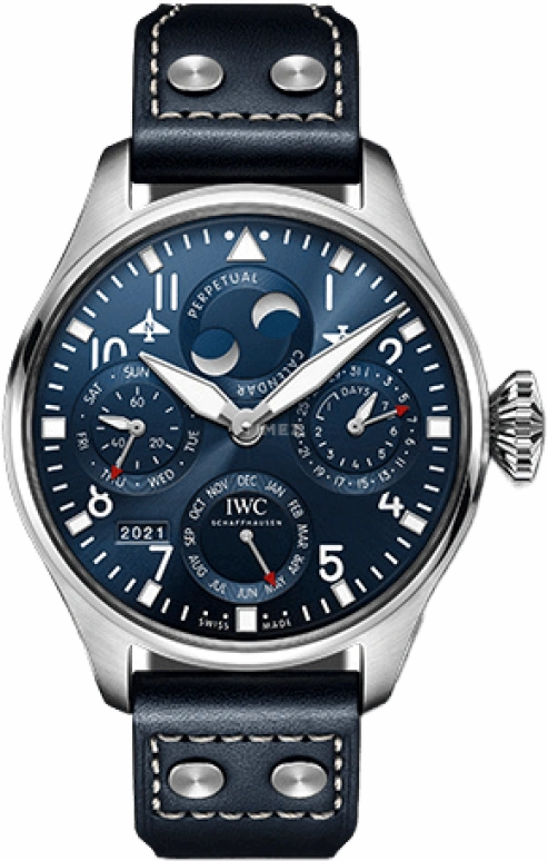 IWC,Big Pilot 46.20mm,46.20mm,Platinum,Blue,Automatic,Moonphase,Perpetual Calendar,Month,Day,168hours,In-house Caliber,IW503605