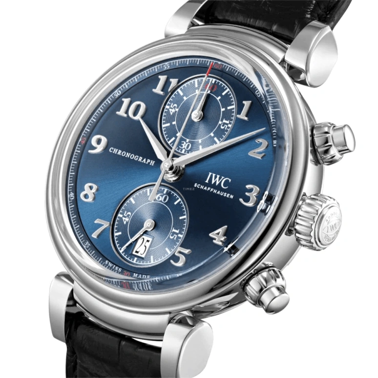 IWC,Da Vinci 42mm,42mm,Stainless Steel,Blue,Automatic,Chronograph,Day,Flyback,Anti-magnetic,68hours,In-house Caliber,IW393402