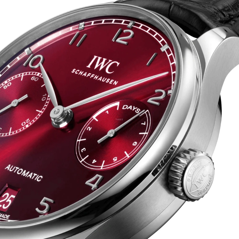 IWC,Portugieser 42.30mm,42.30mm,Stainless Steel,Red,Automatic,Chronograph,Date,Power Reserve Indicator,IW500714