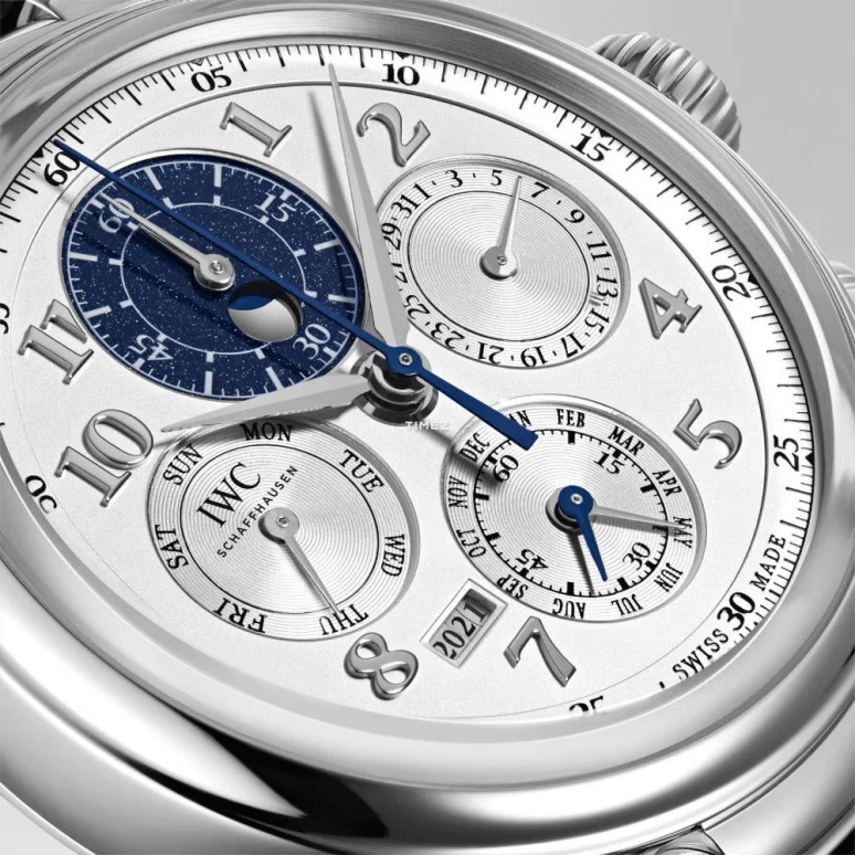 IWC,Da Vinci 43mm,43mm,Platinum,Silver,Automatic,Chronograph,Moonphase,Perpetual Calendar,Month,68hours,In-house Caliber,IW392104