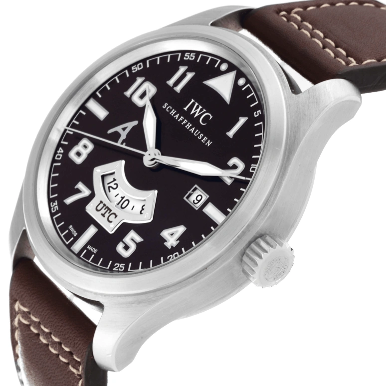 IWC,Pilot 44mm,44mm,Stainless Steel,Brown,Automatic,Day,Dule Time,Anti-magnetic,IW326104