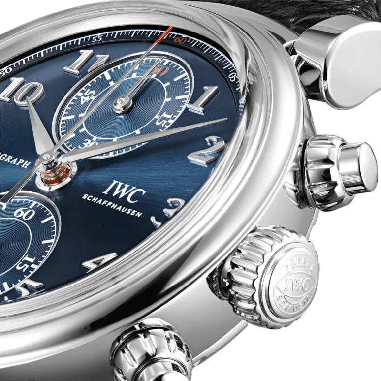 IWC,Da Vinci 42mm,42mm,Stainless Steel,Blue,Automatic,Chronograph,Day,Flyback,Anti-magnetic,68hours,In-house Caliber,IW393402