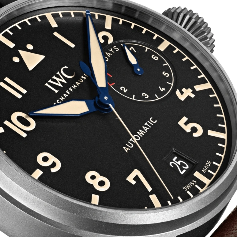 IWC,Big Pilot 46.20mm,46.20mm,Titanium,Black,Automatic,Day,Power Reserve Indicator,IW501004