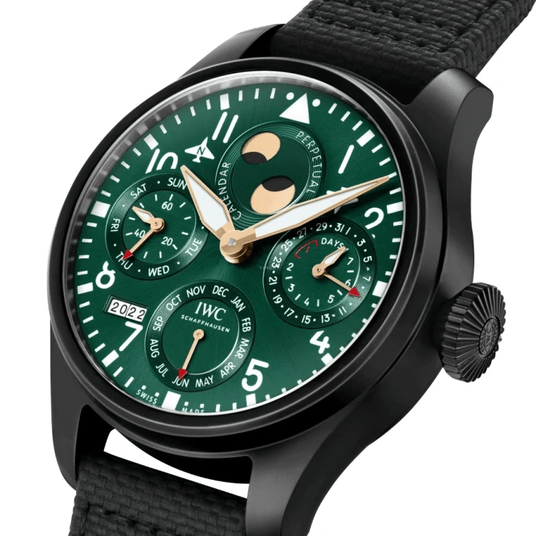 IWC,Big Pilot 46.50mm,46.50mm,Titanium,Ceramic,Green,Automatic,Moonphase,Perpetual Calendar,Month,Day,168hours,In-house Caliber,IW503005