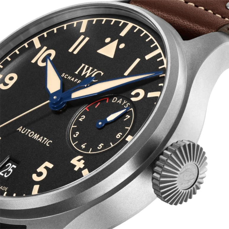 IWC,Big Pilot 46.20mm,46.20mm,Titanium,Black,Automatic,Day,Power Reserve Indicator,IW501004