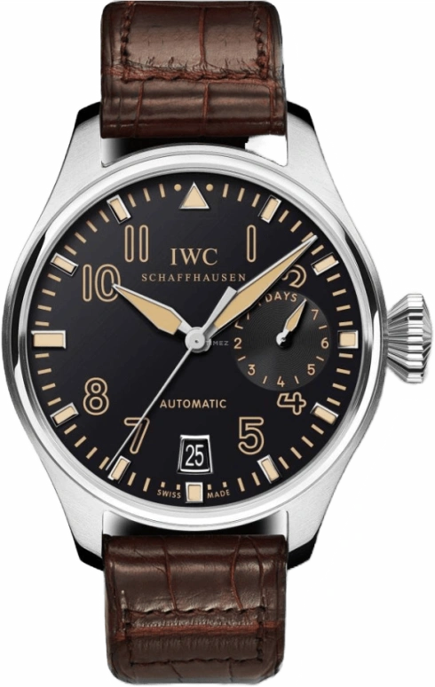 IWC,Big Pilot 46.20mm,46.20mm,Platinum,Black,Automatic,Day,Power Reserve Indicator,IW500434