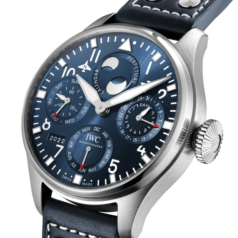 IWC,Big Pilot 46.20mm,46.20mm,Platinum,Blue,Automatic,Moonphase,Perpetual Calendar,Month,Day,168hours,In-house Caliber,IW503605