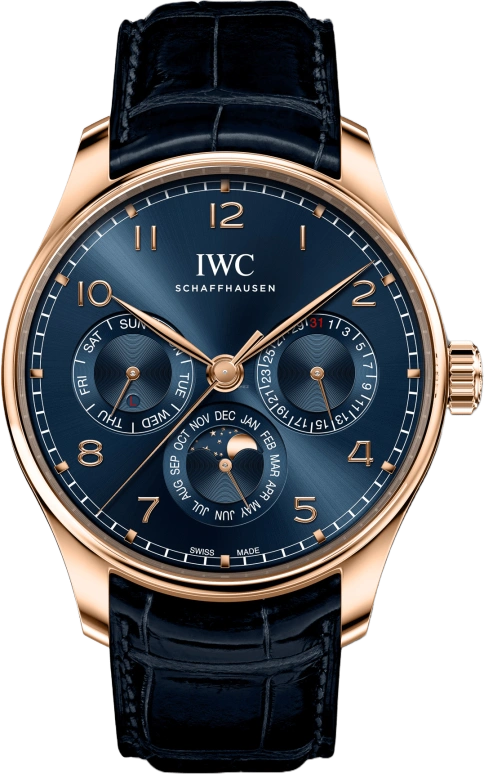 IWC,Portugieser 42.40mm,42.40mm,Red Gold,Blue,Automatic,Moonphase,Leap Year,Month,Date,60hours,In-house Caliber,IW344205