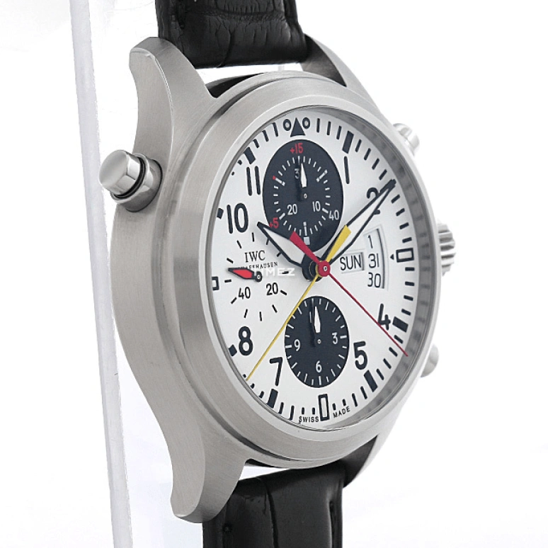 IWC,Pilot 44mm,44mm,Stainless Steel,White,Automatic,Chronograph,Date,Day,Rattrapante,44hours,In-house Caliber,IW371803