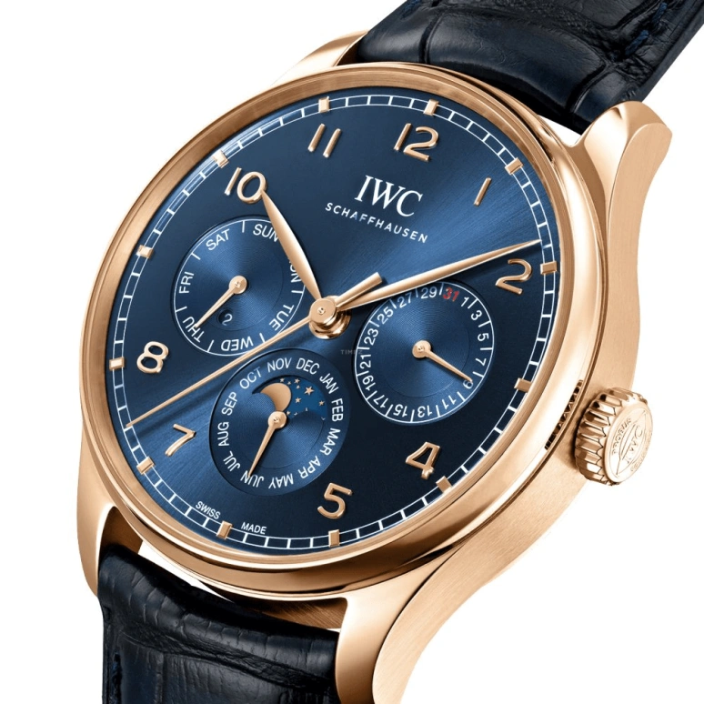 IWC,Portugieser 42.40mm,42.40mm,Red Gold,Blue,Automatic,Moonphase,Leap Year,Month,Date,60hours,In-house Caliber,IW344205