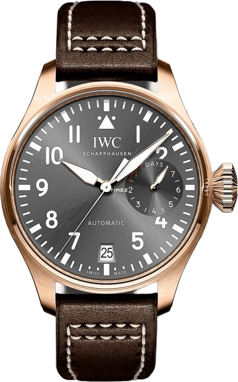 IWC,Big Pilot 46.20mm,46.20mm,Red Gold,Grey,Automatic,Day,Power Reserve Indicator,IW500917