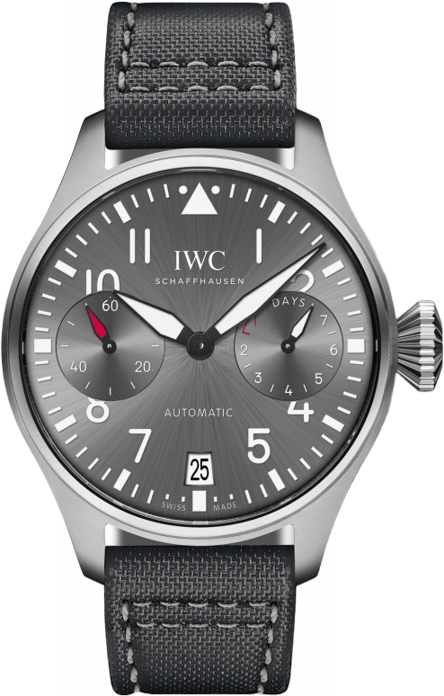 IWC,Big Pilot 46.20mm,46.20mm,Stainless Steel,Grey,Automatic,Day,Power Reserve Indicator,IW500910