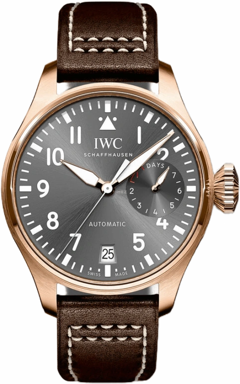 IWC,Big Pilot 46.20mm,46.20mm,Red Gold,Grey,Automatic,Day,Power Reserve Indicator,IW500917