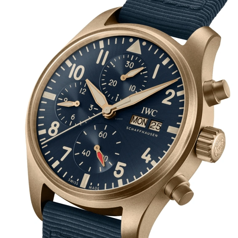 IWC,Pilot 41mm,41mm,Bronze,Blue,Automatic,Chronograph,Date,Day,Column Wheel,46hours,In-house Caliber,IW388109