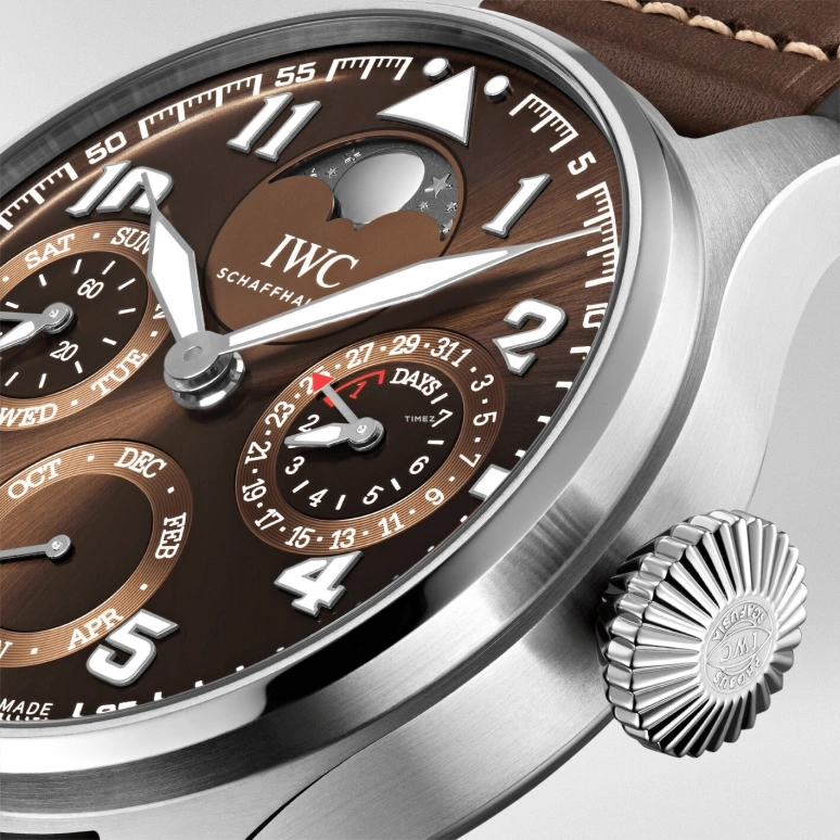 IWC,Big Pilot 46mm,46mm,Stainless Steel,Brown,Automatic,Moonphase,Perpetual Calendar,Month,Date,168hours,In-house Caliber,IW503801