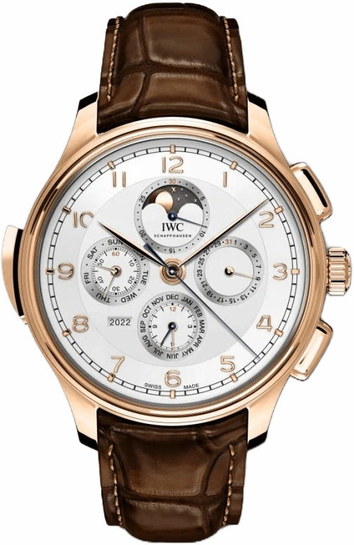 IWC,Portugieser 45mm,45mm,Red Gold,Silver,Automatic,Chronograph,Moonphase,Perpetual Calendar,Month,44hours,In-house Caliber,IW377602