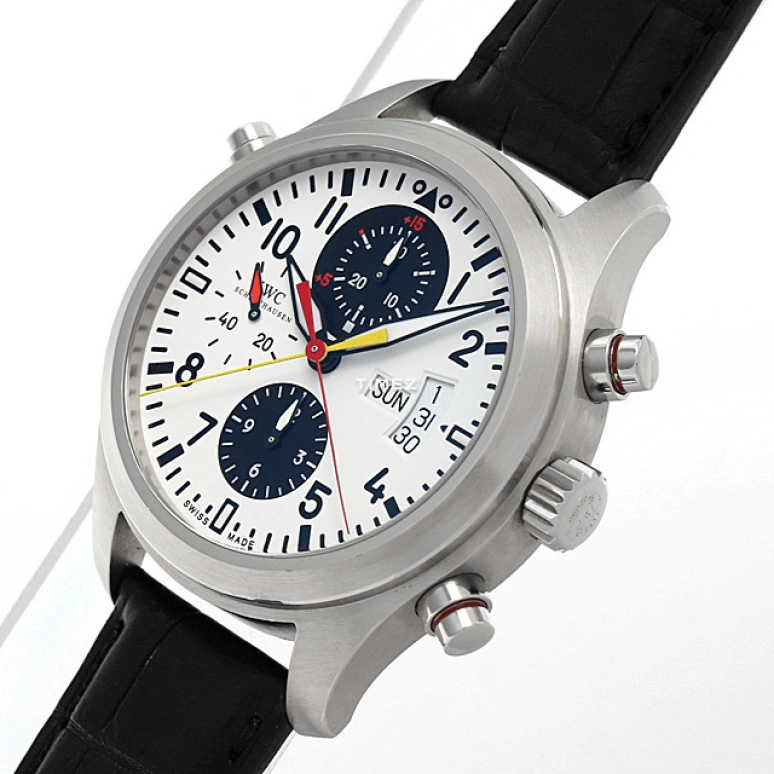 IWC,Pilot 44mm,44mm,Stainless Steel,White,Automatic,Chronograph,Date,Day,Rattrapante,44hours,In-house Caliber,IW371803