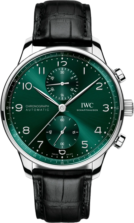 IWC,Portugieser 41mm,41mm,Stainless Steel,Green,Automatic,Chronograph,Column Wheel,IW371615
