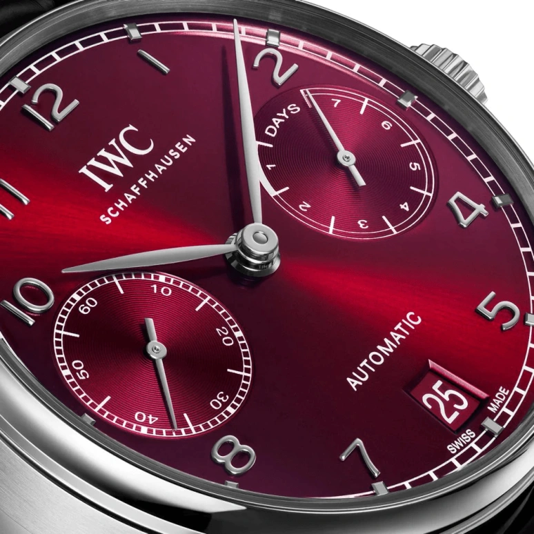 IWC,Portugieser 42.30mm,42.30mm,Stainless Steel,Red,Automatic,Chronograph,Date,Power Reserve Indicator,IW500714