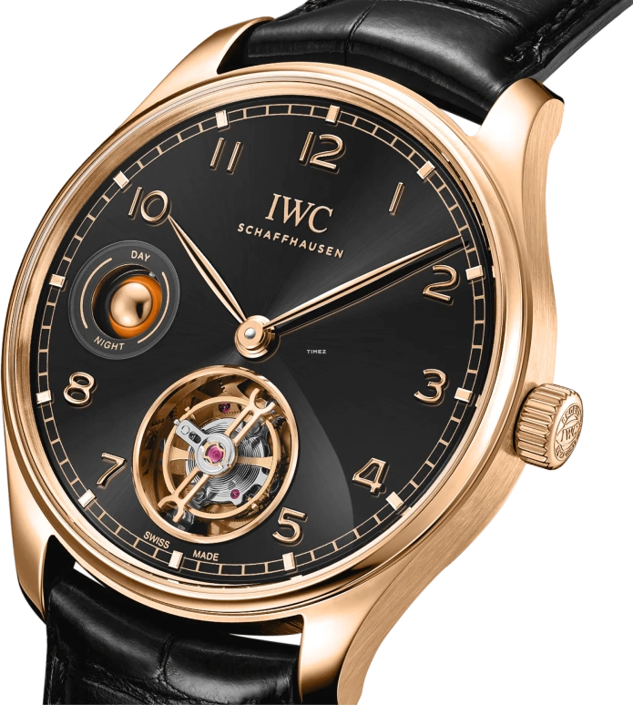 IWC,Portugieser 42.40mm,42.40mm,Armor Gold,Black,Handwound,Tourbillon,Day / Night Indication,IW545901