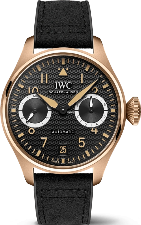 IWC,Big Pilot 46.20mm,46.20mm,Armor Gold,Black,Automatic,Day,Power Reserve Indicator,IW501201