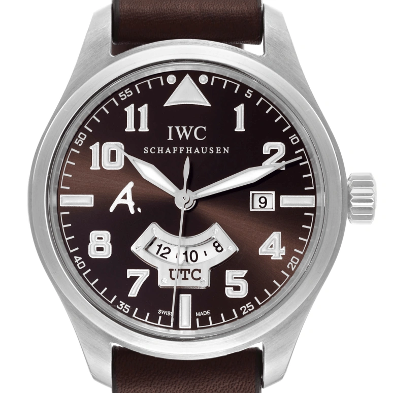 IWC,Pilot 44mm,44mm,Stainless Steel,Brown,Automatic,Day,Dule Time,Anti-magnetic,IW326104