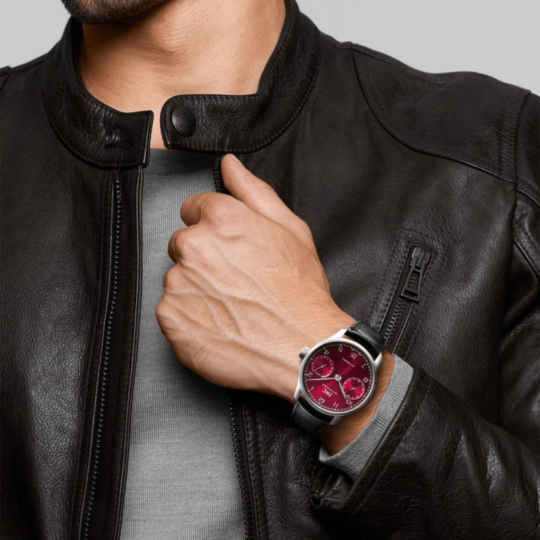 IWC,Portugieser 42.30mm,42.30mm,Stainless Steel,Red,Automatic,Chronograph,Date,Power Reserve Indicator,IW500714