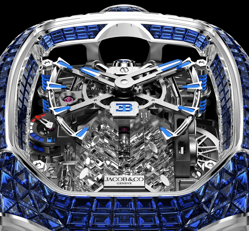 Jacob & Co.,Bugatti Chiron 55x44mm,55x44mm,Gold,White Gold,Silver,Black,Blue,Handwound,60hours,In-house Caliber,BU800,BU800.30.BB.UA.ABRUA