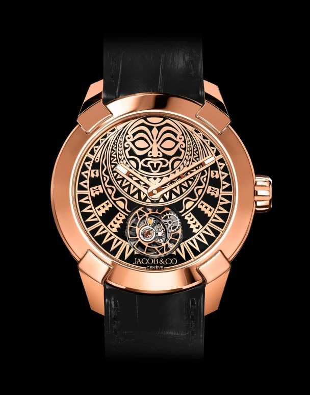 Jacob & Co.,Other 45mm,45mm,Rose Gold,Rose Gold,Black,Tourbillon,Round,Matai Tourbillon