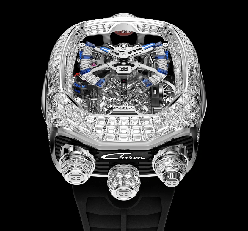 Jacob & Co.,Bugatti Chiron 55x44mm,55x44mm,White Gold,Skeleton,Handwound,Chronograph,Tourbillon,BU800,BU800.30.BD.BD.A