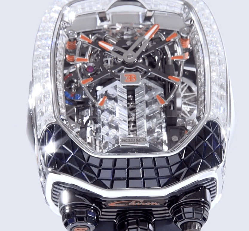 Jacob & Co.,Bugatti Chiron 55x44mm,55x44mm,Gold,White Gold,Silver,Black,Orange,Handwound,60hours,In-house Caliber,BU800,BU800.30.AA.UA.A