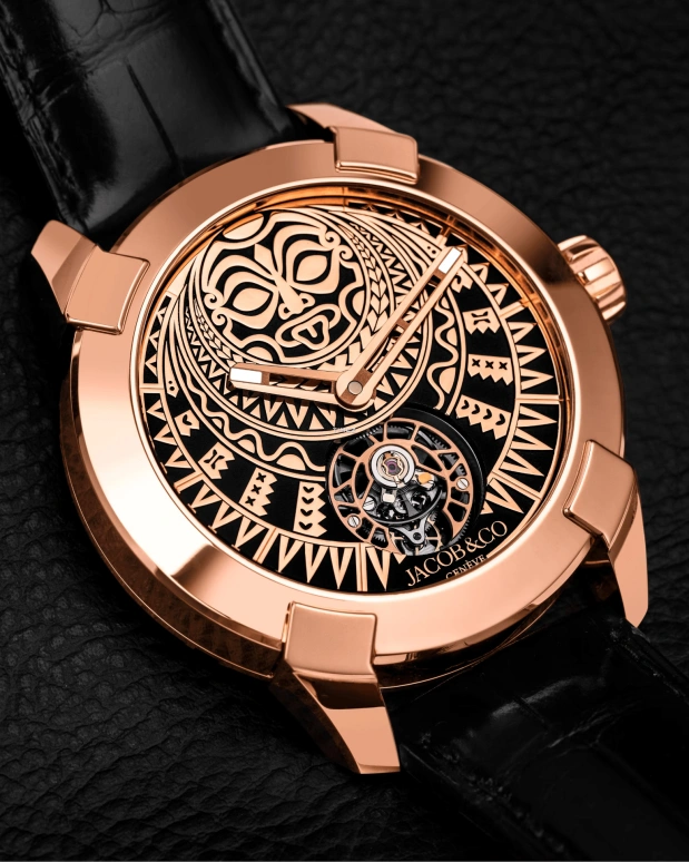 Jacob & Co.,Other 45mm,45mm,Rose Gold,Rose Gold,Black,Tourbillon,Round,Matai Tourbillon