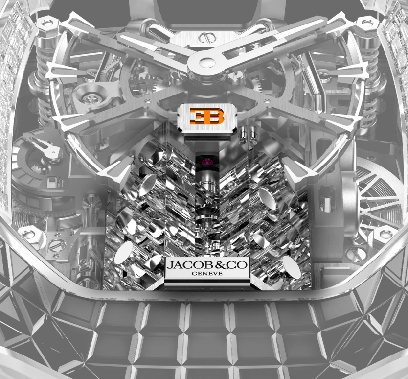 Jacob & Co.,Bugatti Chiron 55x44mm,55x44mm,Gold,White Gold,Silver,Black,Orange,Handwound,60hours,In-house Caliber,BU800,BU800.30.AA.UA.A