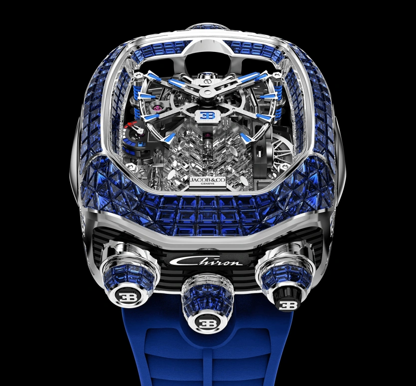 Jacob & Co.,Bugatti Chiron 55x44mm,55x44mm,Gold,White Gold,Silver,Black,Blue,Handwound,60hours,In-house Caliber,BU800,BU800.30.BB.UA.ABRUA