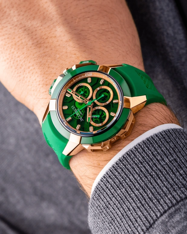 Jacob & Co.,EPIC 44mm,44mm,Rose Gold,Green,Automatic,Chronograph,Sapphire,Crystal Glass,EC440,EC440.43.AB.AA.A
