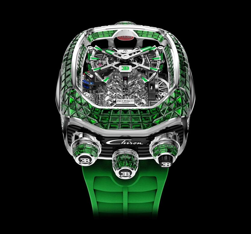 Jacob & Co.,Bugatti Chiron 55x44mm,55x44mm,Gold,White Gold,Silver,Black,Green,Handwound,60hours,In-house Caliber,BU800,BU800.30.BE.UA.ABRUA