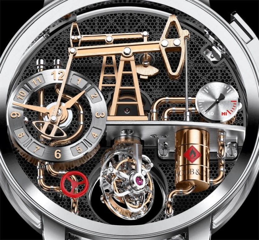 Jacob & Co.,Oil Pump ,Sapphire,Gold,White Gold,Handwound,60hours,In-house Caliber,OI100,OI100.30.AA.AA.A