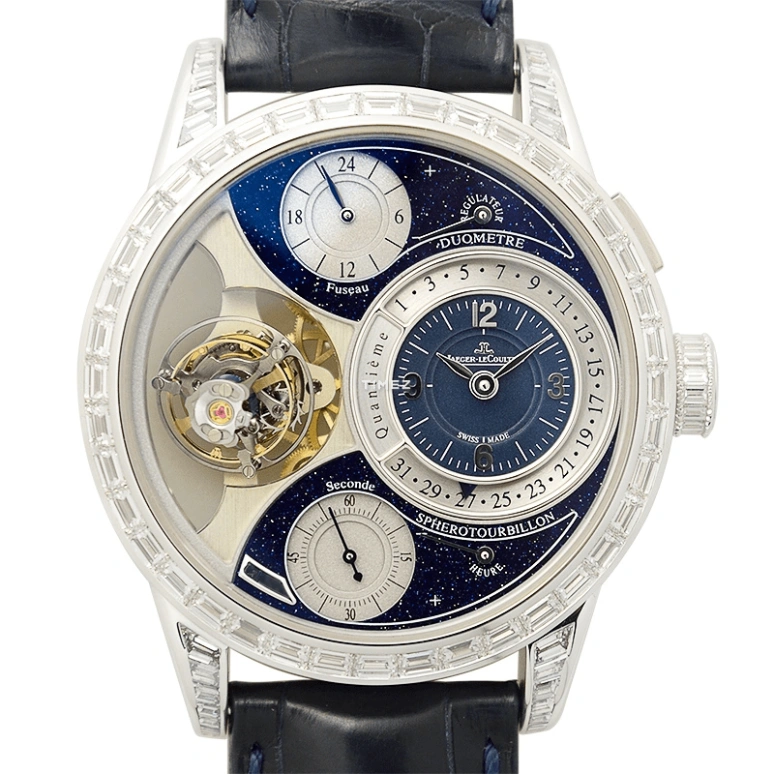 Jaeger-LeCoultre,Duomètre 42mm,42mm,White Gold,Blue,Handwound,Day,Power Reserve Indicator,Dule Time,Tourbillon,50hours,In-house Caliber,Q6053406