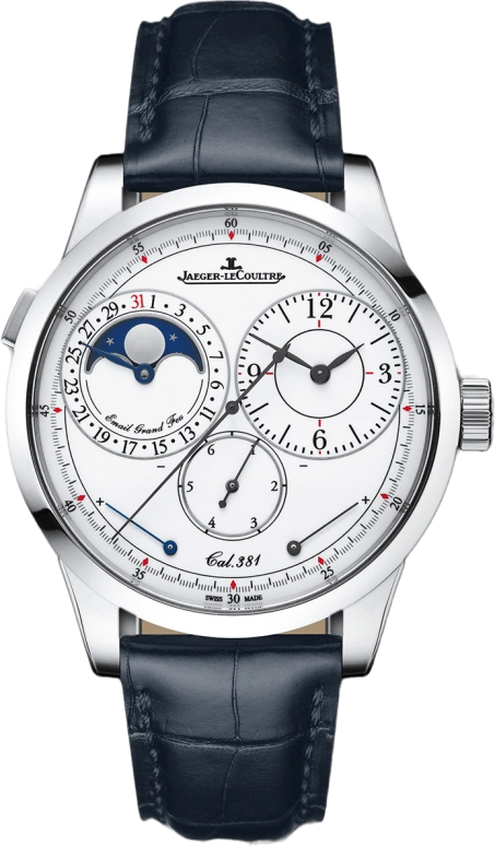 Jaeger-LeCoultre,Duomètre 40.50mm,40.50mm,White Gold,White,Handwound,Moonphase,Date,Power Reserve Indicator,Foudroyante Seconds,50hours,In-house Caliber,60435E1