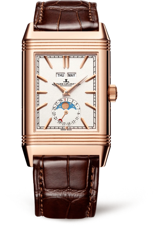 Jaeger-LeCoultre,Reverso 29.90mm,29.90mm,Pink Gold,Silver,Handwound,Moonphase,Month,Date,Day,42hours,In-house Caliber,3912420