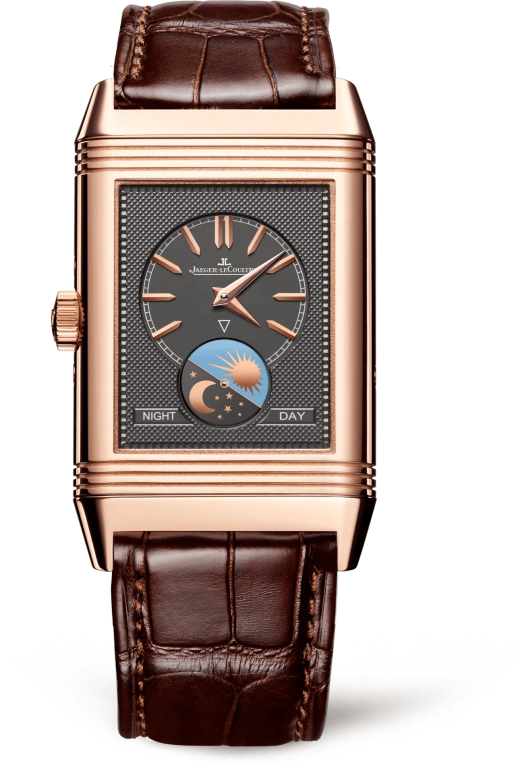 Jaeger-LeCoultre,Reverso 29.90mm,29.90mm,Pink Gold,Silver,Handwound,Moonphase,Month,Date,Day,42hours,In-house Caliber,3912420