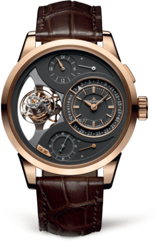 Jaeger-LeCoultre,Duomètre 42mm,42mm,Pink Gold,Grey,Handwound,Date,Power Reserve Indicator,Tourbillon Escapement,Foudroyante Seconds,50hours,In-house Caliber,605244J