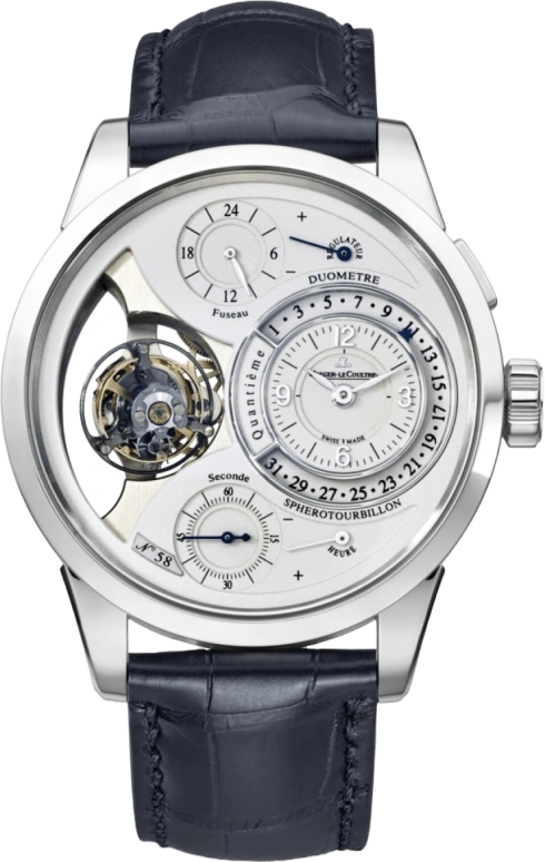 Jaeger-LeCoultre,Duomètre 42mm,42mm,Platinum,Silver,Handwound,Date,Power Reserve Indicator,Tourbillon Escapement,Foudroyante Seconds,50hours,In-house Caliber,6056590